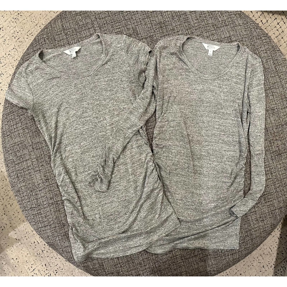 2 spruce and market grey maternity shirts